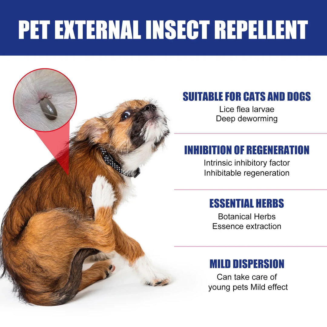 Pet Anti Flea Spray Itch Skin Relief Tick Control Cat Flea Treatment Antiparasite Insect Repellent Soothing Dog Deworming Liquid