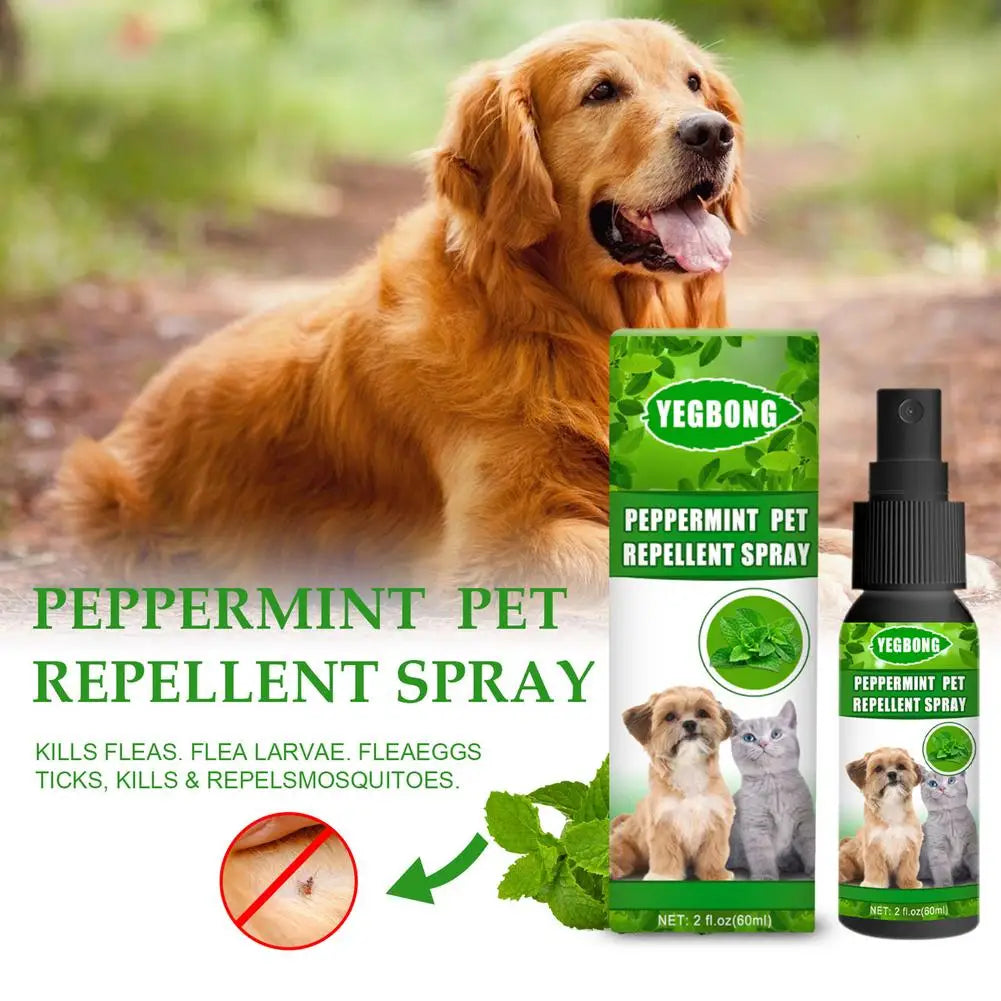 Peppermint Oil Spray For Bugs Professional Flea And Tick Control 60ml Universal Pet Block Spray Mint Ingredients For Dogs Cat