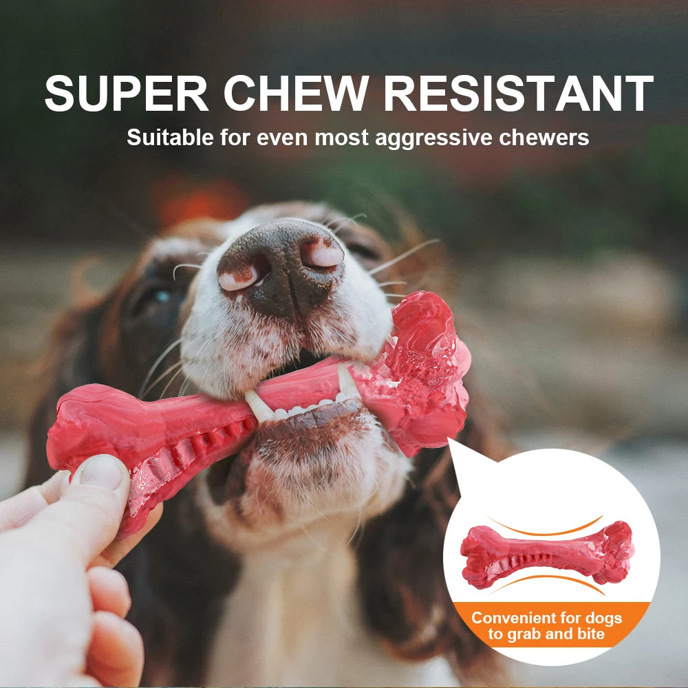 Pet Dog Bone Chew Toy for Chewers Treat Dispensing Durable Rubber Toothbrush Cleaning Toy Puppy Chewing Supplies Dog Accessories