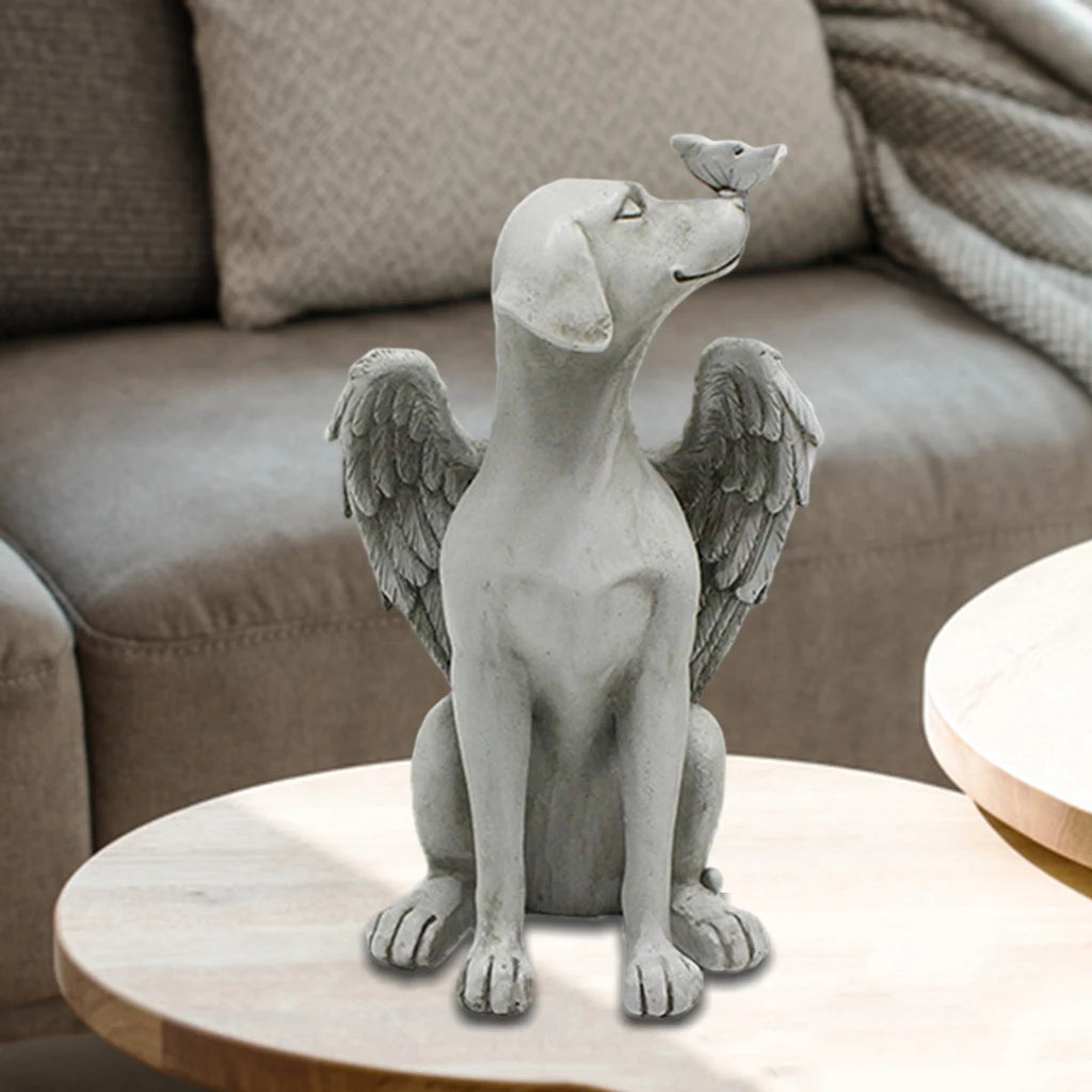 Memorial Statue, Angel Dog Remembrance Keepsake Sculpture Grave Marker Resin Figurine to Honor a Cherished Pet