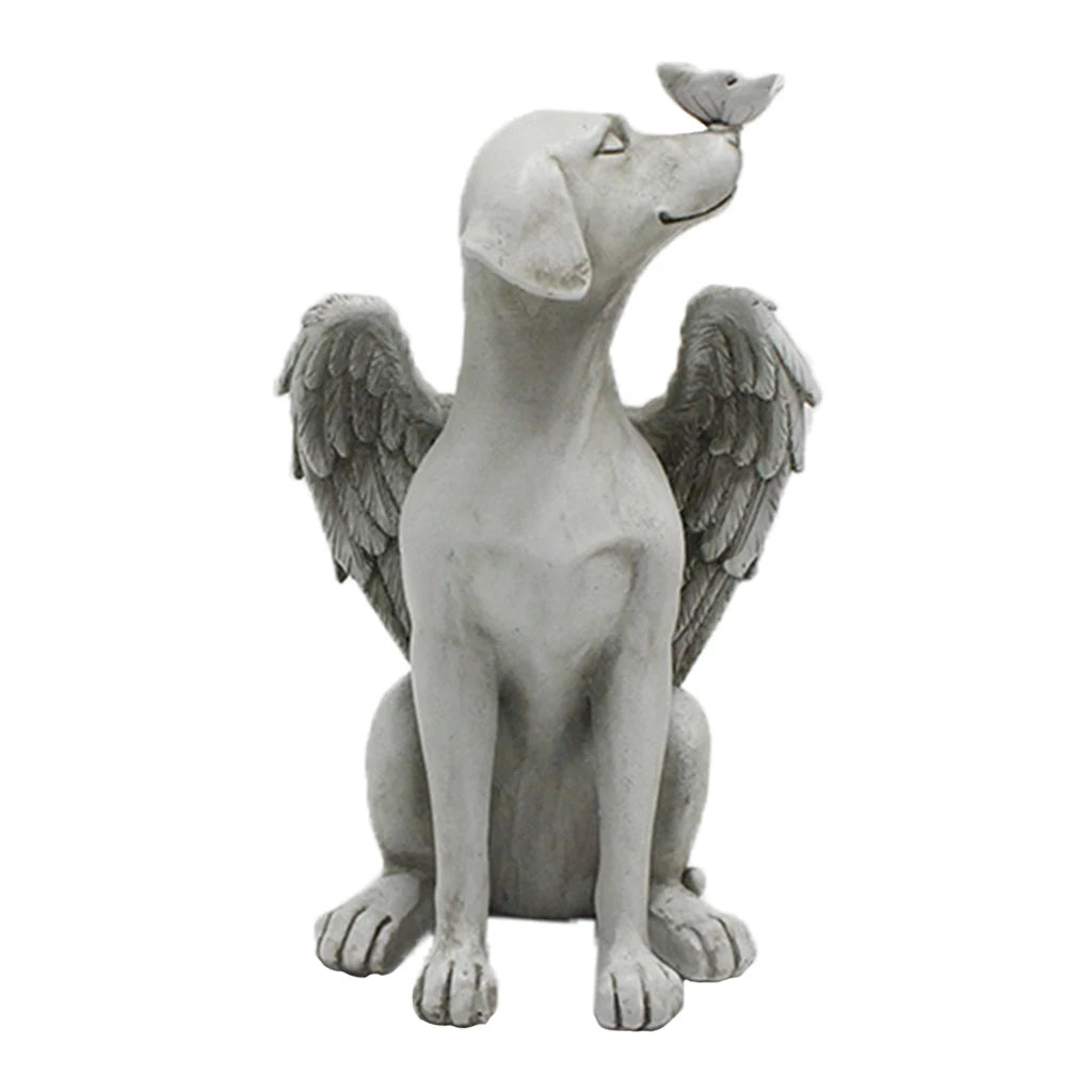 Memorial Statue, Angel Dog Remembrance Keepsake Sculpture Grave Marker Resin Figurine to Honor a Cherished Pet