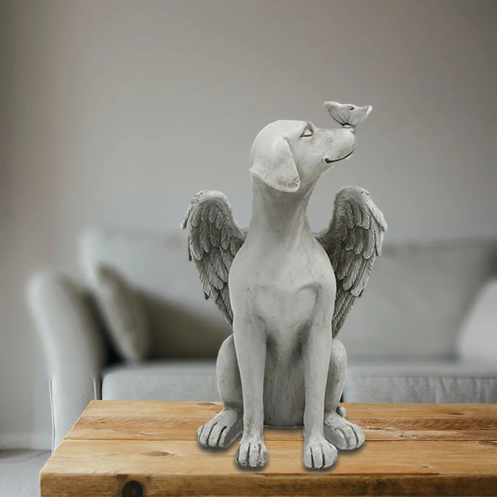 Memorial Statue, Angel Dog Remembrance Keepsake Sculpture Grave Marker Resin Figurine to Honor a Cherished Pet