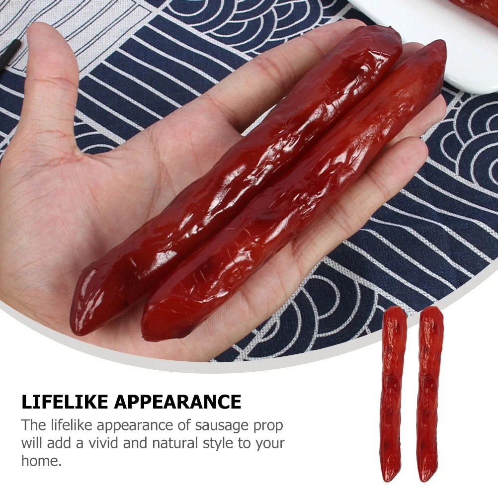 2 Pcs Artificial Simulated Sausage Food Model Toy Photo Props Baby Toys Beef Dogs Realistic Ham Pvc