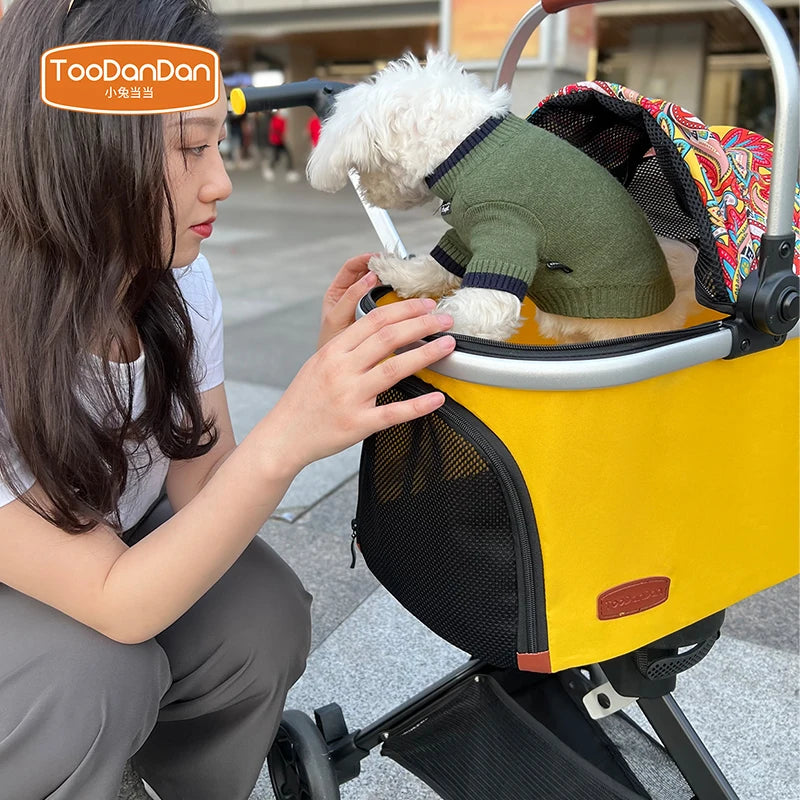 Toodandan High Quality Folding Four wheeled Travel Carrier Carriage Pet Stroller For Dogs And Cat