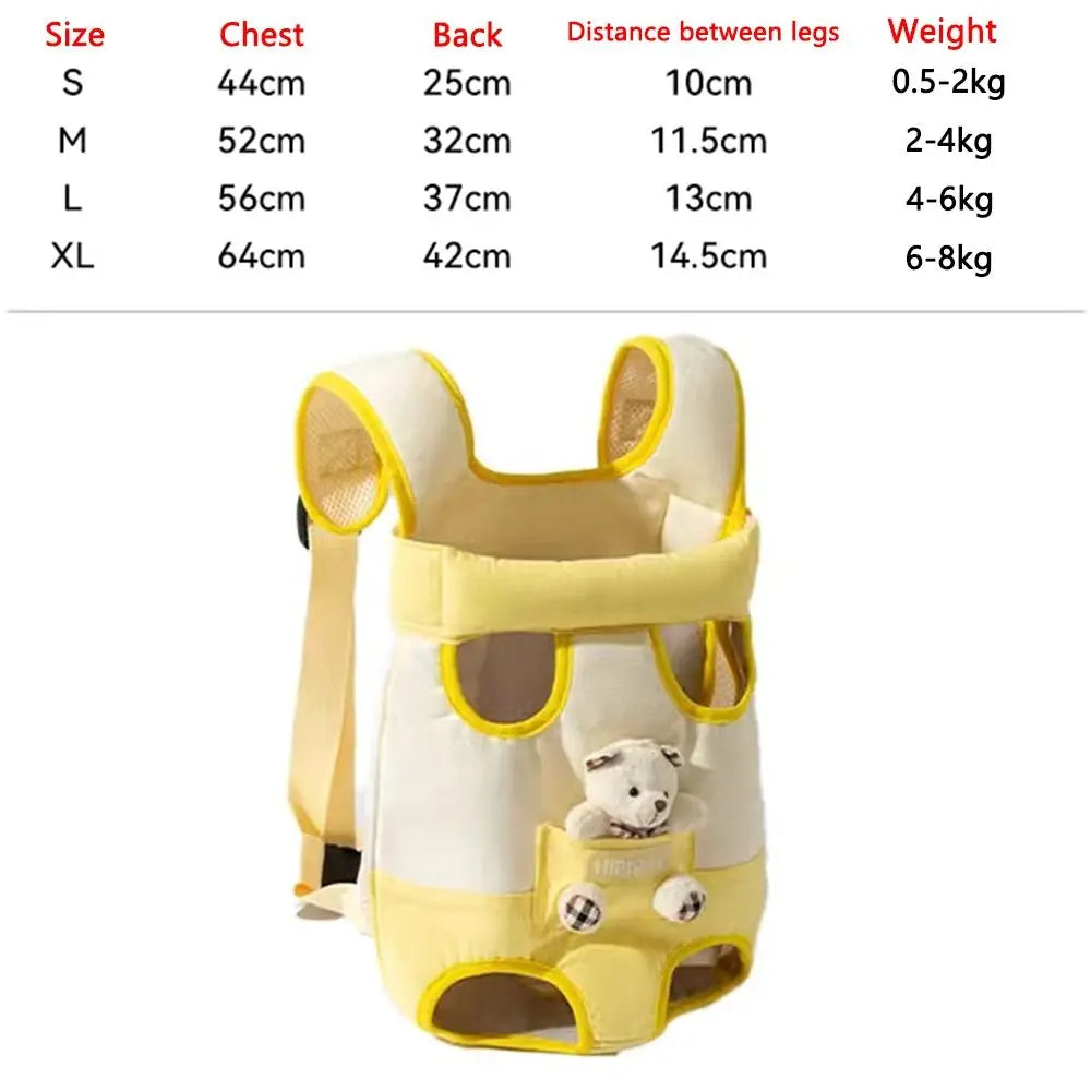 Portable Pet Chest Bag Breathable Four Feet Cat Backpack Comfortable Adjustable Shoulder Strap Pet Carrying Supplies