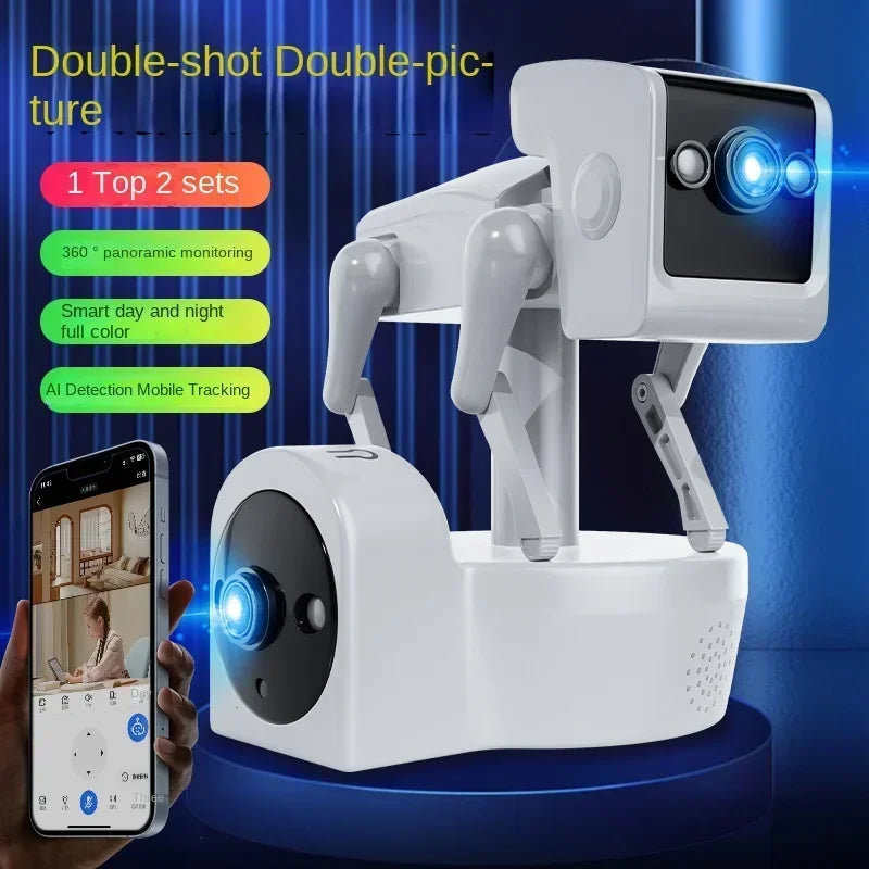 White Robot Dog Camera Dome Camera  Full APP AI Humanoid Detection Baby Monitor-EU Plug Color