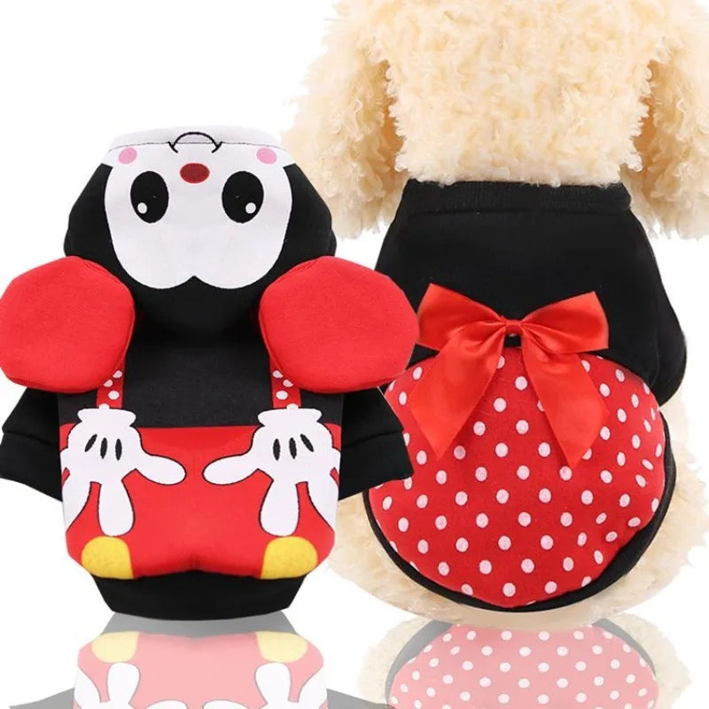 Disney Mickey Minnie Animation Cartoon Cute Autumn and Winter Pet Clothes Creative Kawaii Couple Style Dog and Cat Warm Clothes