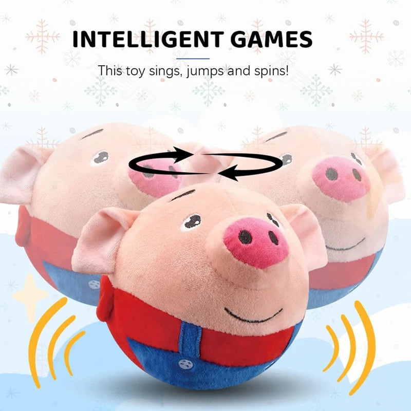 Active Moving Pet Plush Interactive Dog Toys, Moving Dog Ball Toy, Washable Cartoon Pig Plush Sound Electronic Dog Toy