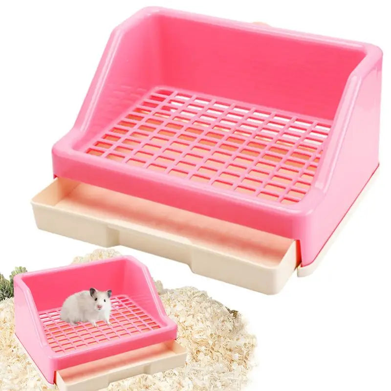 Rabbit Litter Box With Drawer Place Firmly Pet Bedpan Corner Toilet Box With Grate Potty For Adult Guinea Pig cat Dog Supplies