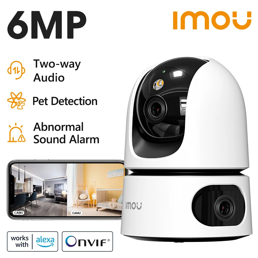 IMOU Ranger Dual Lens 6MP Baby Monitor Home WiFi 360 PT Camera Human&Pet Detection Full Color Security Surveillance IP Camera