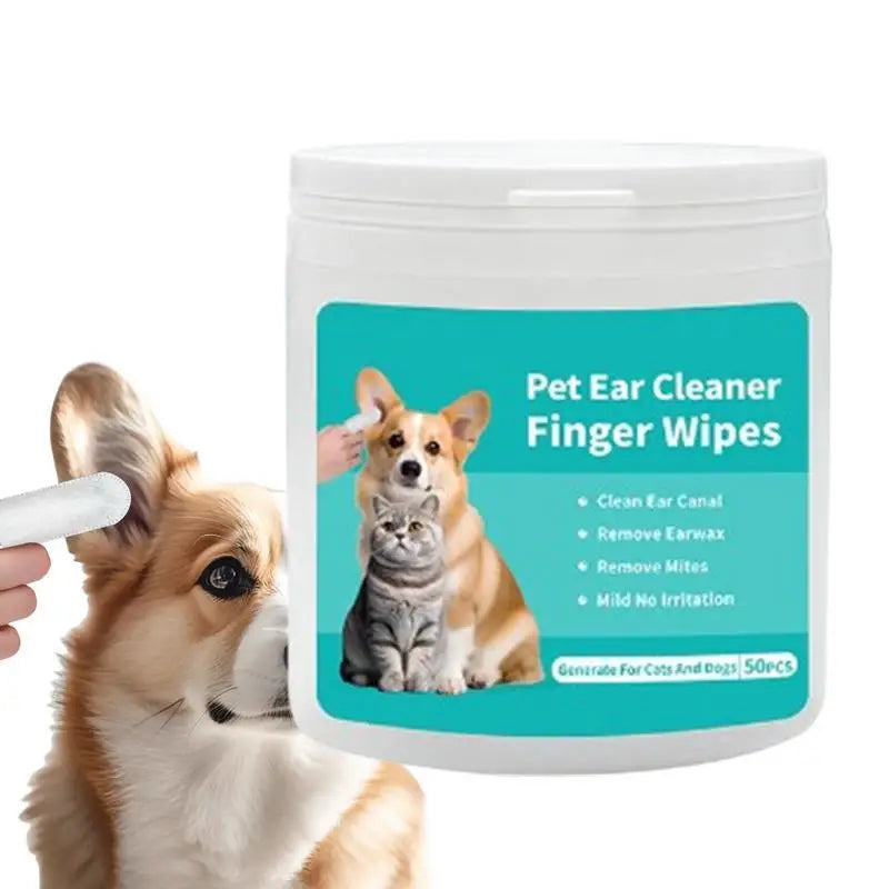 50pcs Dog Ear Cleaning Wipes Portable Cleaning Finger Wipes Ears Odor Remover, Pet Accessories For Dogs And Cats Pet Health Care