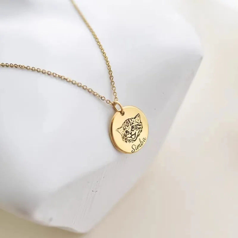 3cm Pet Photo Custiomized Necklace Memorialized Neck Chain For Cat Dog Customiztion Souvenir 7-30 days.