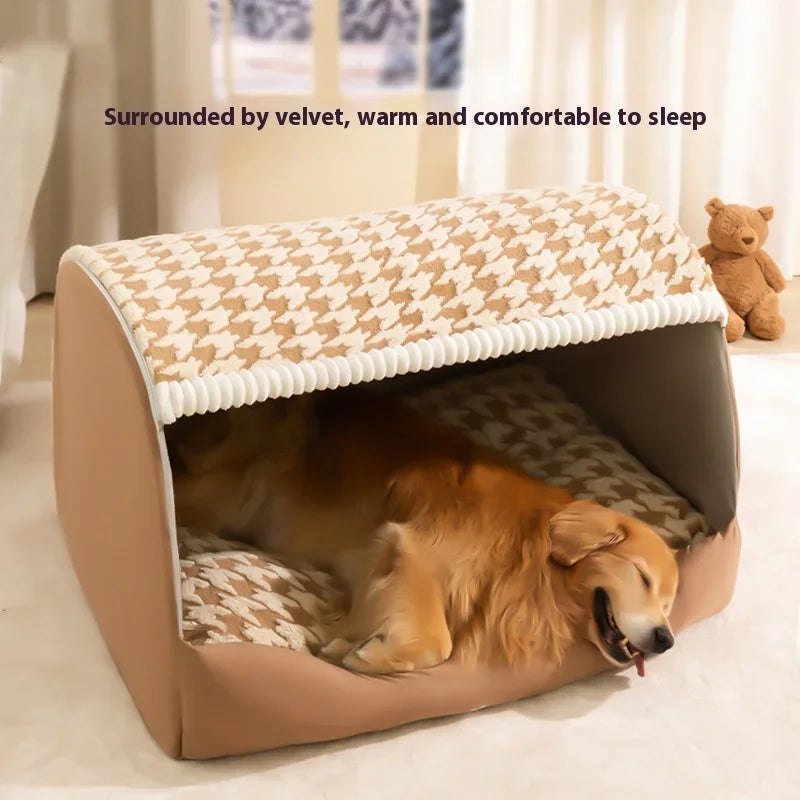 Autumn and Winter Dog Thousand Birds Grid Drawer Dog Kennel Large Dog Large Dog Kennel Deep Sleep Cat Kennel Pet Kennel