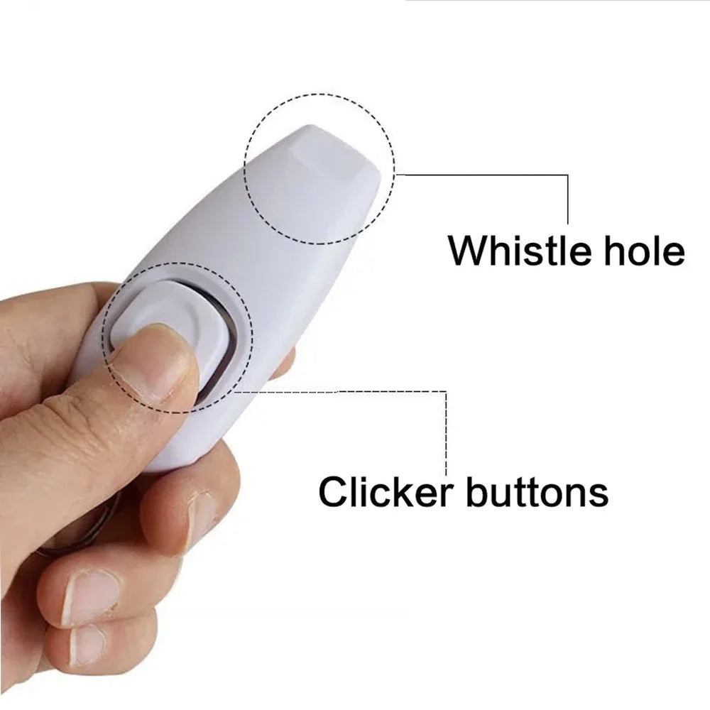 2 in 1 Pet Cat Dog Training Clicker and Whistle Adjustable Wristband Pet Trainer Assistive Guide with Key Ring Dog Pet Supplies