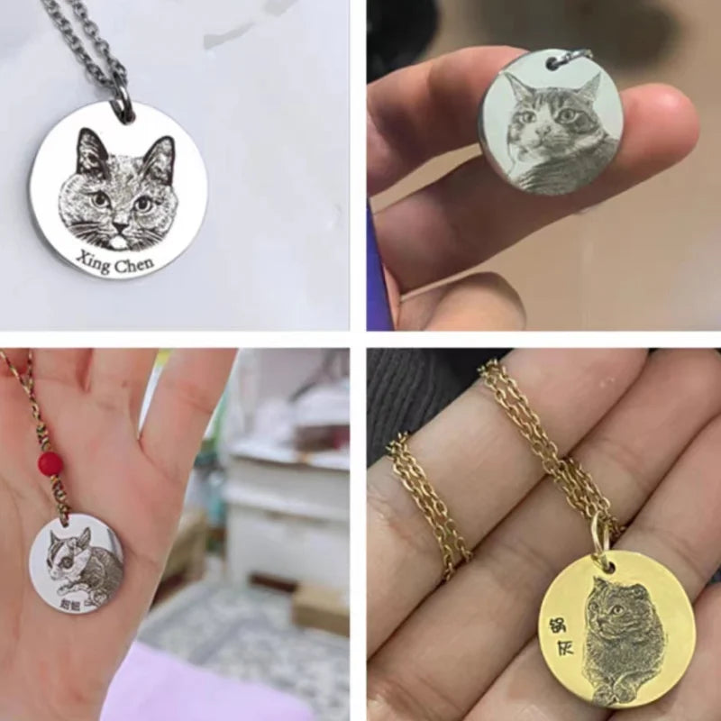 3cm Pet Photo Custiomized Necklace Memorialized Neck Chain For Cat Dog Customiztion Souvenir 7-30 days.