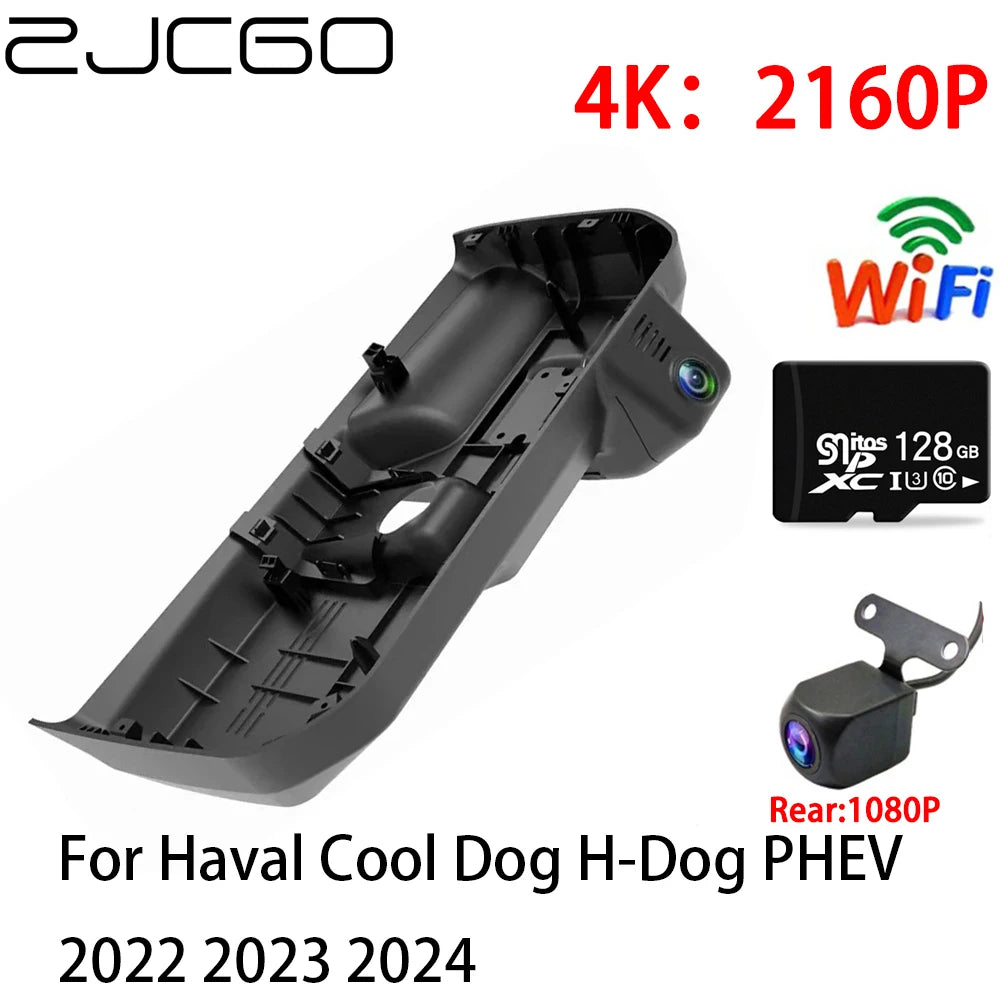 ZJCGO 2K 4K Car DVR Dash Cam Wifi Front Rear Camera 2 Lens 24h Monitor for Haval Cool Dog H-Dog PHEV 2022 2023 2024