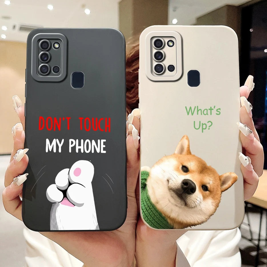 For Samsung Galaxy A21s Case SM-A217F Cute Dog Cartoon Cover Full Camera Protective Shell For Samsung A21s A217F Soft TPU Fundas