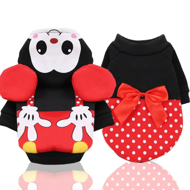 Disney Mickey Minnie Animation Cartoon Cute Autumn and Winter Pet Clothes Creative Kawaii Couple Style Dog and Cat Warm Clothes