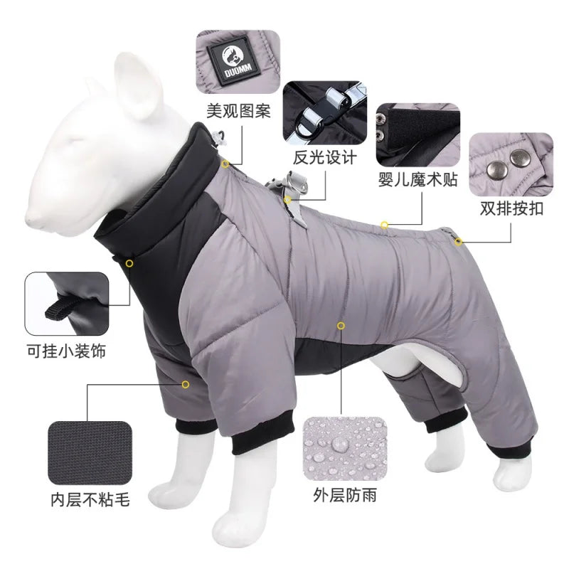 New autumn and winter windproof pet clothing warm dog and comfortable cotton-padded with traction hook