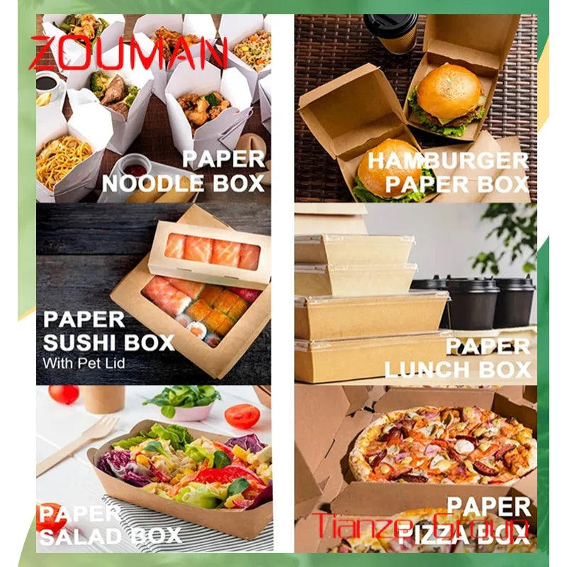 Custom , Custom Design Logo Disposable Cardboard Kraft Fast Food Lunch Fries Hot Dog Pizza Hamburger Chicken Burger Packaging Pa