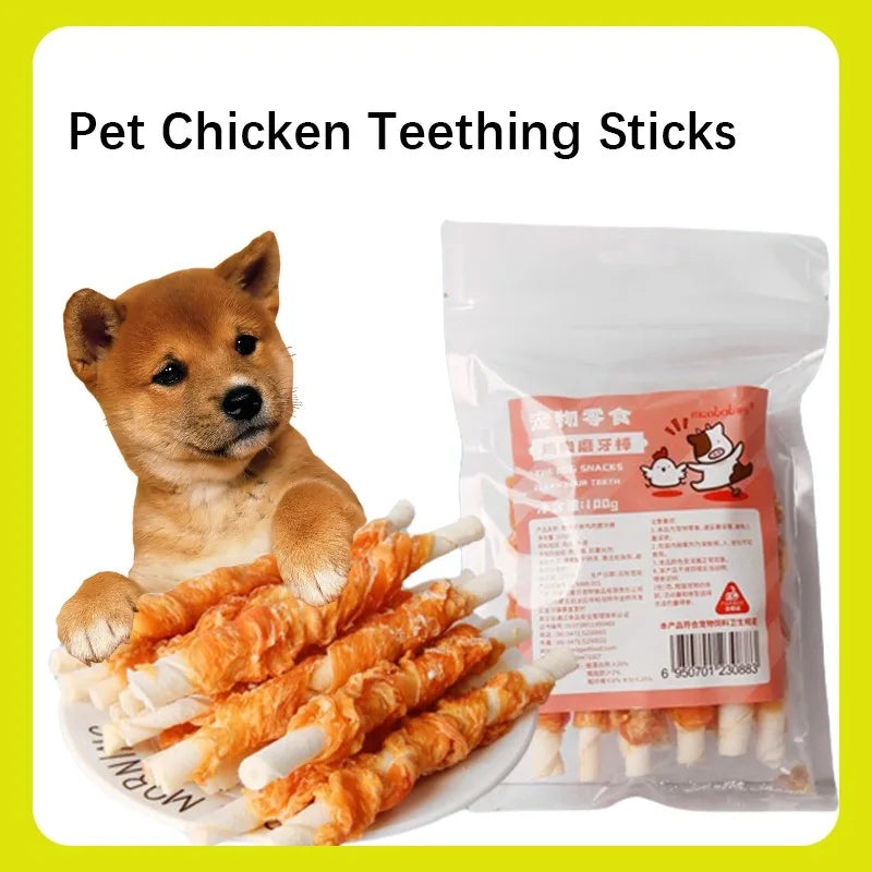 Pet Dog Snacks Teeth Cleaning Grinding Stick Chicken Wrap Cowhide 100g Jerky Teddy Dog Snacks Pet Food Fresh Calcium supplement