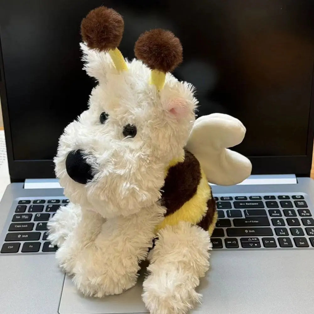 Simulation Bee Stings Dog Electric Plush Bee Dog West Highland Plush Doll Puppy Electric Doll Wag Tail Dog Educational Toys