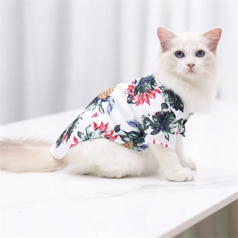 Summer Pet Dog Clothes Hawaiian Style Leaf Printed Beach Shirts for Puppy Small Large Cat Dog Chihuahua Costume Pet Clothing