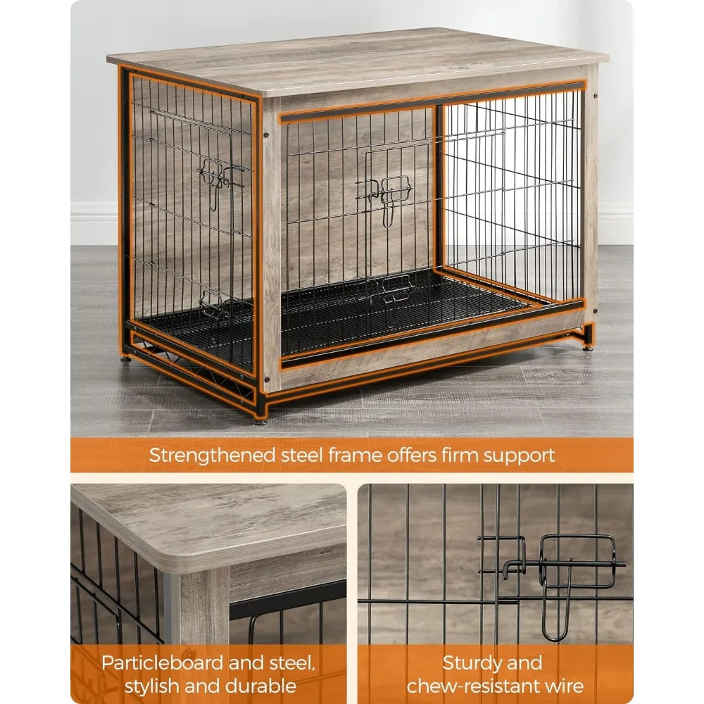 Dog Crate Furniture, Side End Table, Modern Kennel for Dogs Indoor , Heavy-Duty Dog Cage with Multi-Purpose Removable Tray