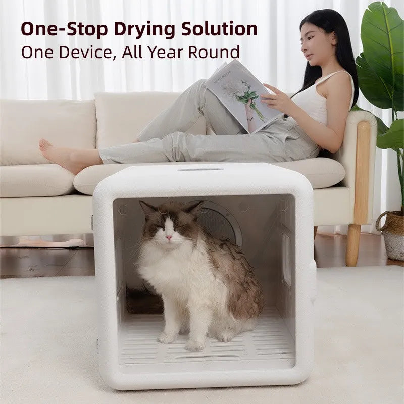 Ultimate safe quiet pet hair dryer with smart temperature control auto dryer box for cats and small dogs