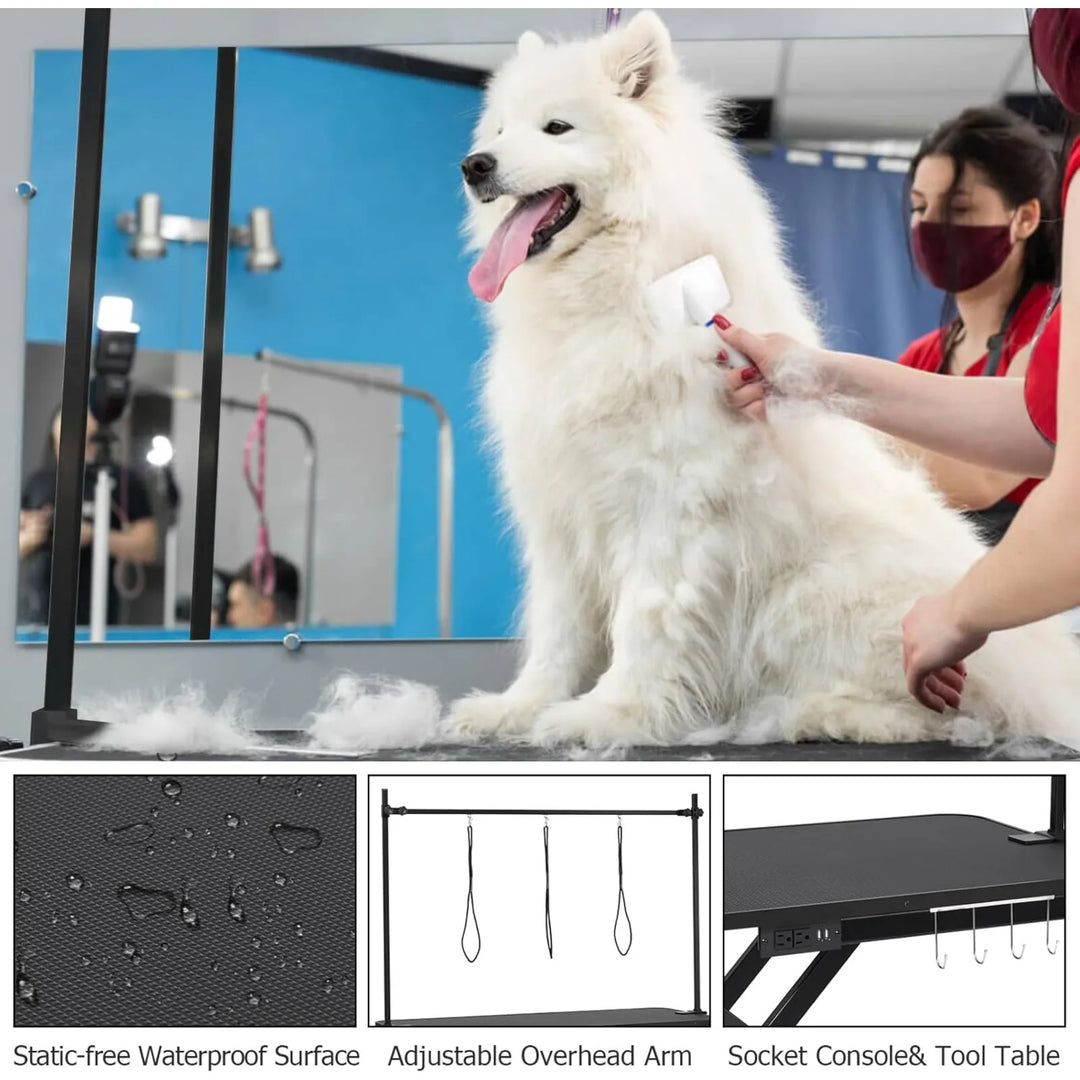 US 47“ Electric Lift Dog Grooming Table (Black), Heavy Duty Electric Grooming Arm Table for Pets & Large Dogs Adjustable Height