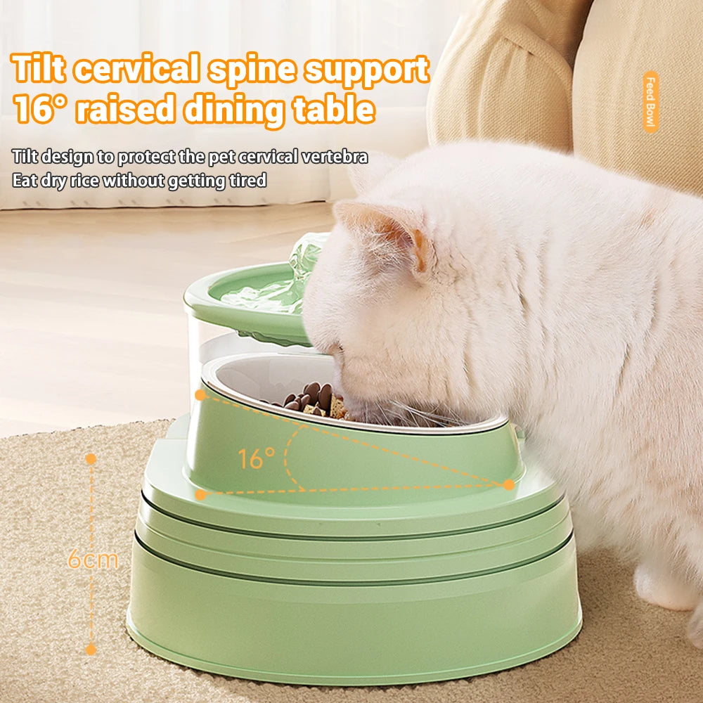 Cat Water Fountain Auto Recirculate Pet Dog Cat Food Bowl Automatic Feeder Drinking Raised Stand Dish Bowls Cats Water Dispenser