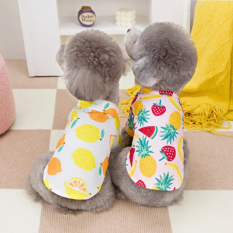 Puppy Open Button Shirt Thin Pet Clothing Teddy Fruit T-Shirt Spring Summer Casual Shirt Fashionable Dog Clothes