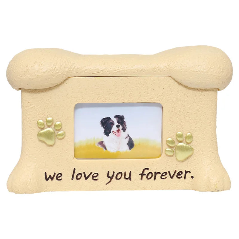 Creative Resin Creative Pet Dog Cinerary Casket with Photo Frame Kitten Puppy Animal Memorial Funeral Supplies Decorative Crafts