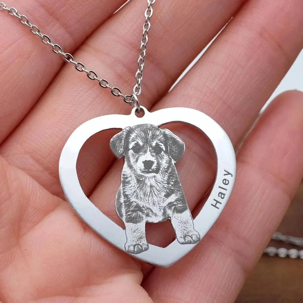 Personalized Pet Picture Necklace Custom Portrait Your Dog Pets Photo Necklace Cat Jewelry Pet Memorial Jewelry Dog Lover Gift