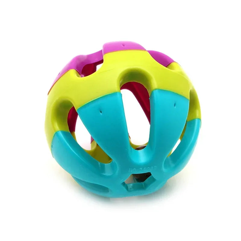 7.5cm ABS Pet Cat Dog Puppy Jingle Bell Ring Ball Round Roll Fetch Play Chewing Toy Multicolor Training Toys Interactive