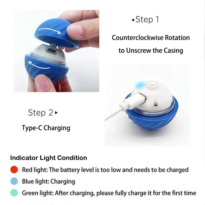 Smart Dog Toy Ball Automatic Moving Bouncing Rolling Ball for Small Medium Dog Cat Toy USB Rechargeable Dog Ball Rubber New