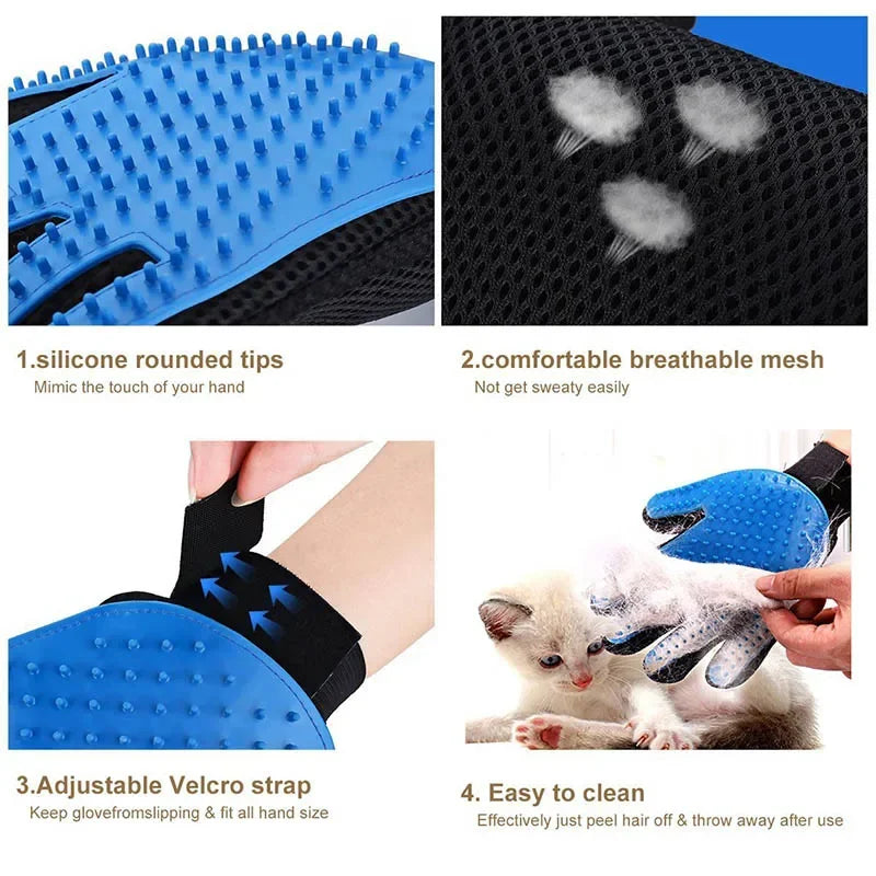 Pet Hair Glove Comb Dog and Cats Grooming Pet Brush Glove Deshedding Gentle Efficient Dogs Glove Brush Comb for Cats