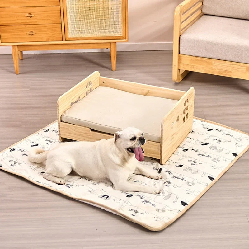 Elevated Solid Wood Pet BedIdeal For Small To Medium Dogs Year Round Comfort Raised Teddy Bear And Cat Bed