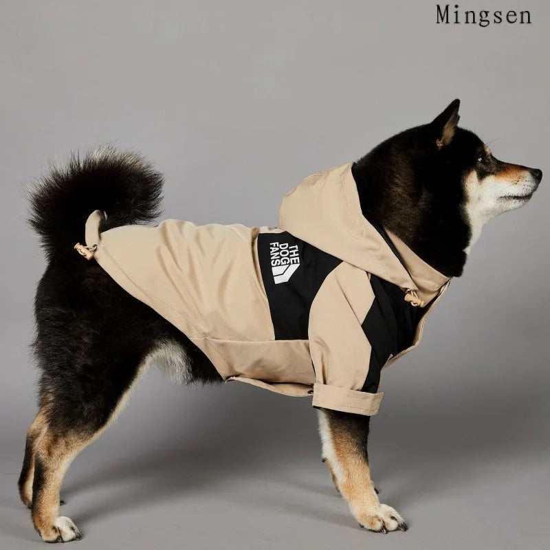 American style khaki trendy brand pet dog clothing windproof and rainproof French bulldog large dog raincoat dog charging suit