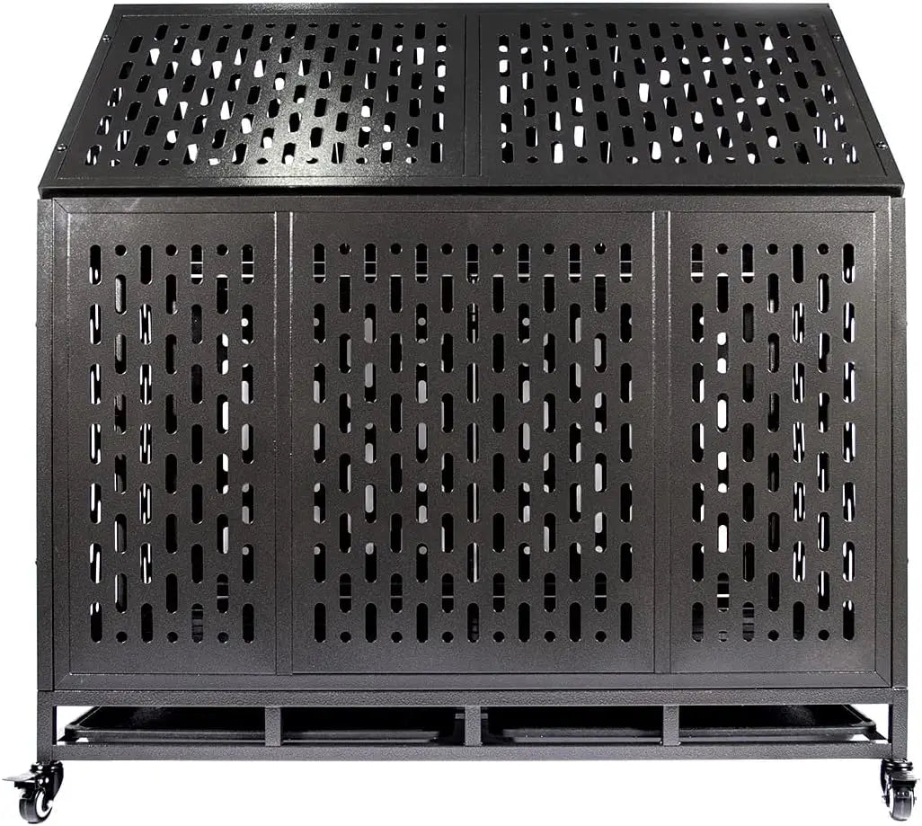 Heavy Duty Dog Crate Dog Cage, 46 inch Indestructible Metal Dog Kennel Lockable for Medium Large Dogs with Sturdy Door