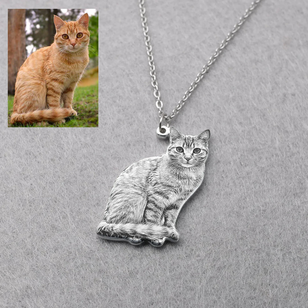 Personalized Pet Picture Necklace Custom Portrait Your Dog Pets Photo Necklace Cat Jewelry Pet Memorial Jewelry Dog Lover Gift