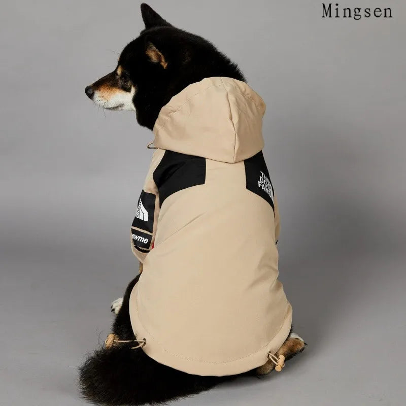 American style khaki trendy brand pet dog clothing windproof and rainproof French bulldog large dog raincoat dog charging suit