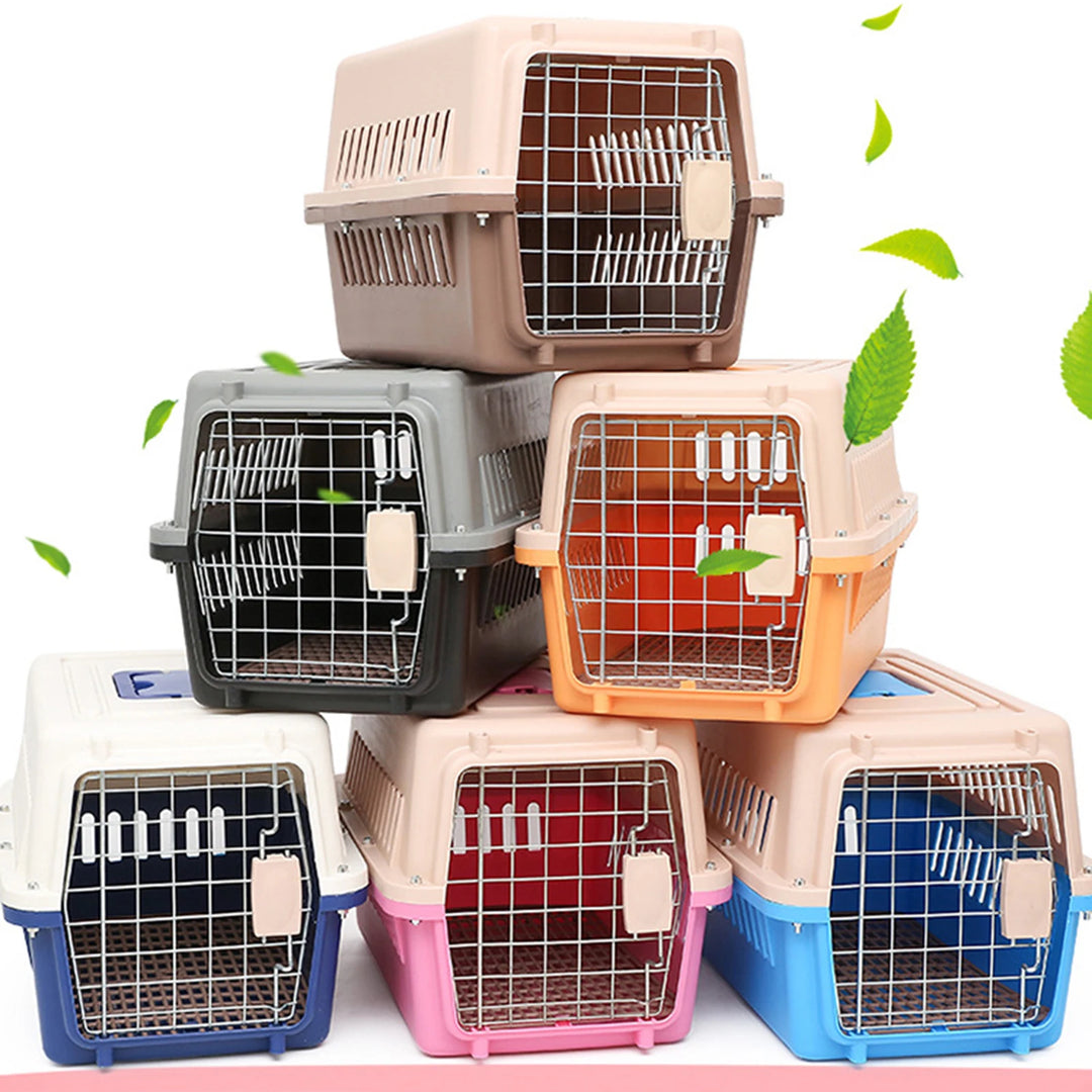 Hard Sided Travel Carrier Pack Handbag Organizer with Metal Wire Crate Tote Cat Cage for Kitten Puppy Rabbits Traveling Outdoor