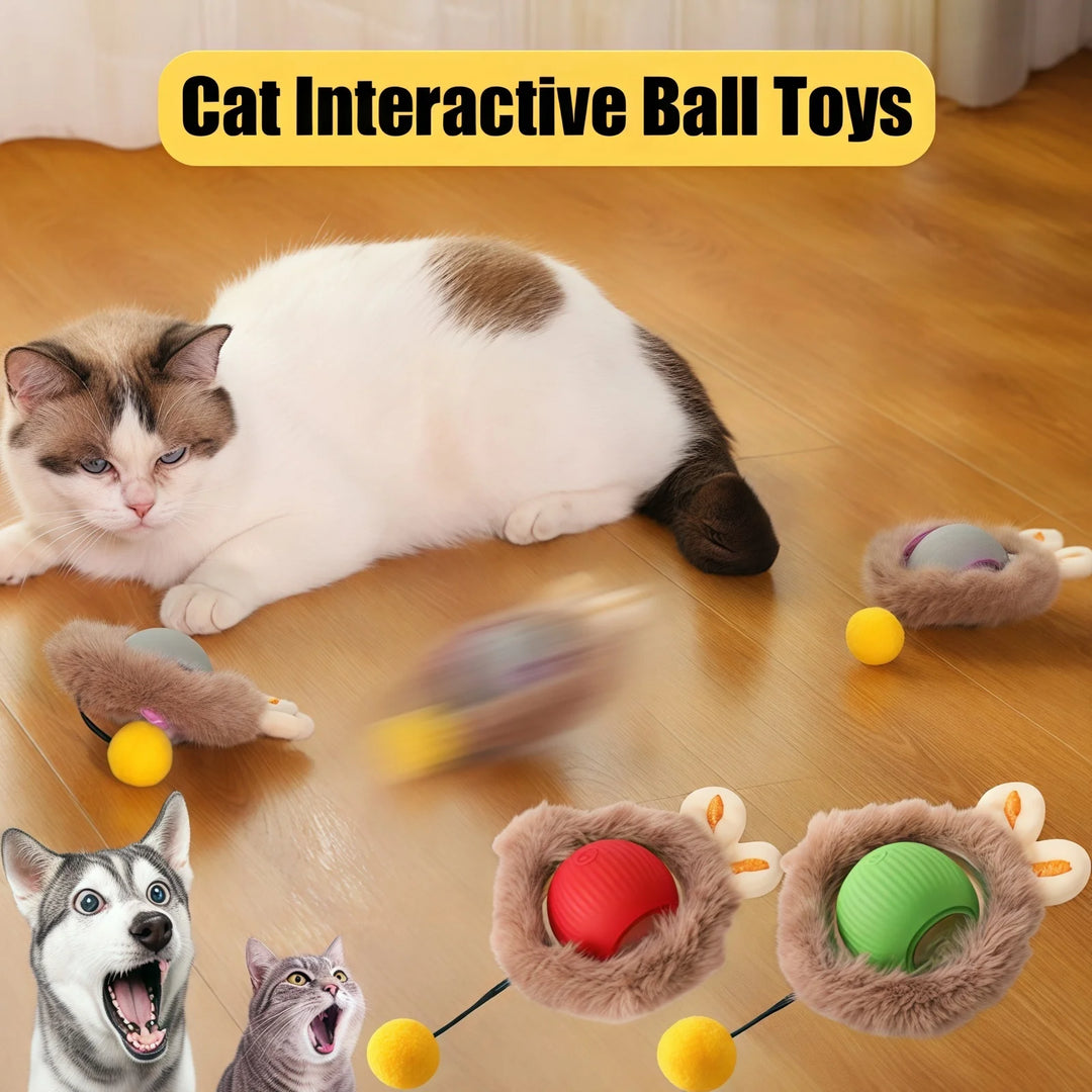 Smart Cat Interactive Ball Toys Automatic Rolling Ball Faux Tail Rechargeable Electric Pet Toy Dog Cat Training Imitate Mouse