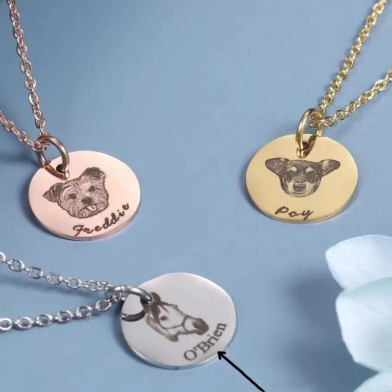 3cm Pet Photo Custiomized Necklace Memorialized Neck Chain For Cat Dog Customiztion Souvenir 7-30 days.