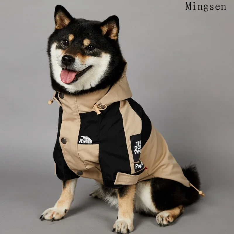 American style khaki trendy brand pet dog clothing windproof and rainproof French bulldog large dog raincoat dog charging suit