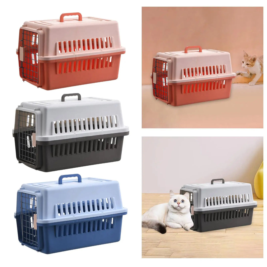 Dog Travel Kennel Crate Cage Case Breathable Tote Transport Box Hard Sided Pet