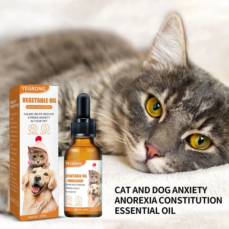 30ml Pet Reliefs Oil Calming Aid for Cats Dogs Joints Support Skin Health Organic Calming Drops Essential Oil