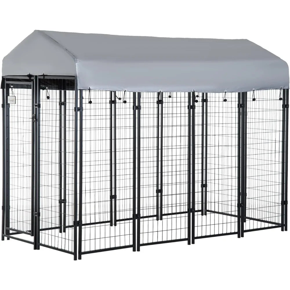 8'x 4x 6 Dog Playpen Outdoor, Dog Kennel Dog Exercise Pen with Lockable Door, Water-Resistant Canopy, for Medium and Large