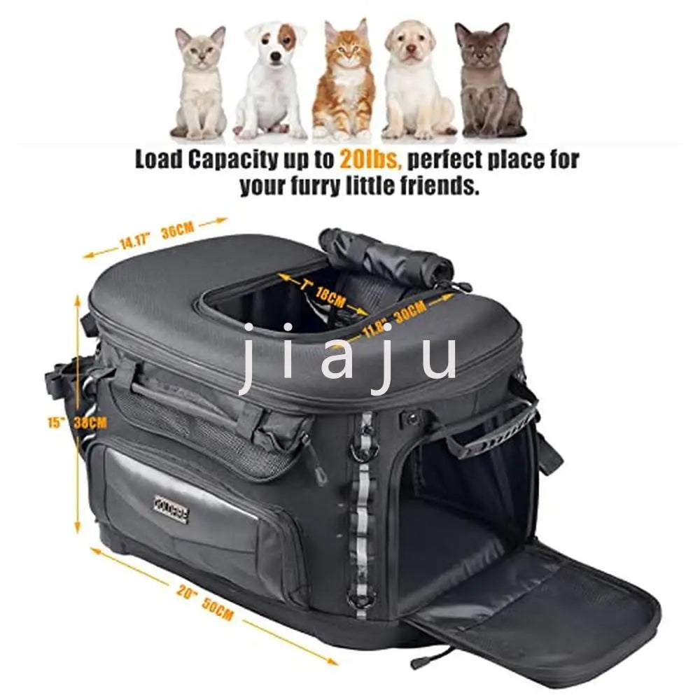 Motorcycle Pet Carrier Crate Bag Storage Rain cover Bowls Reflective Straps Safety Durable Portable Installation Easy Universal